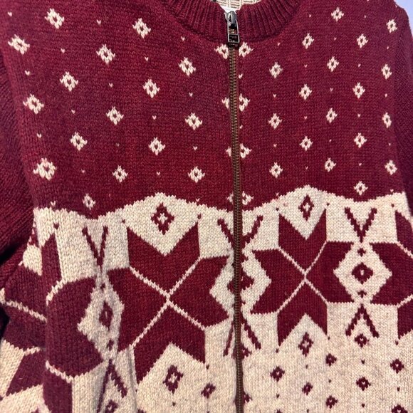Woolrich Christmas Cardigan zip Sweater Size Medium ruby red - Picture 2 of 7